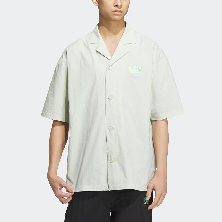 Adidas Originals Trefoil Short Sleeve Sports Shirt Men Tops Linen-Green IK8625