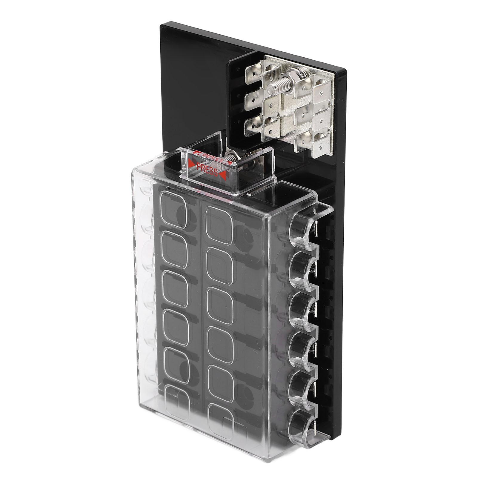 Automotive Blade Fuse Box 12 Way Waterproof ABS Housing Car Blade Fuse Block Holder 12‑36VDC