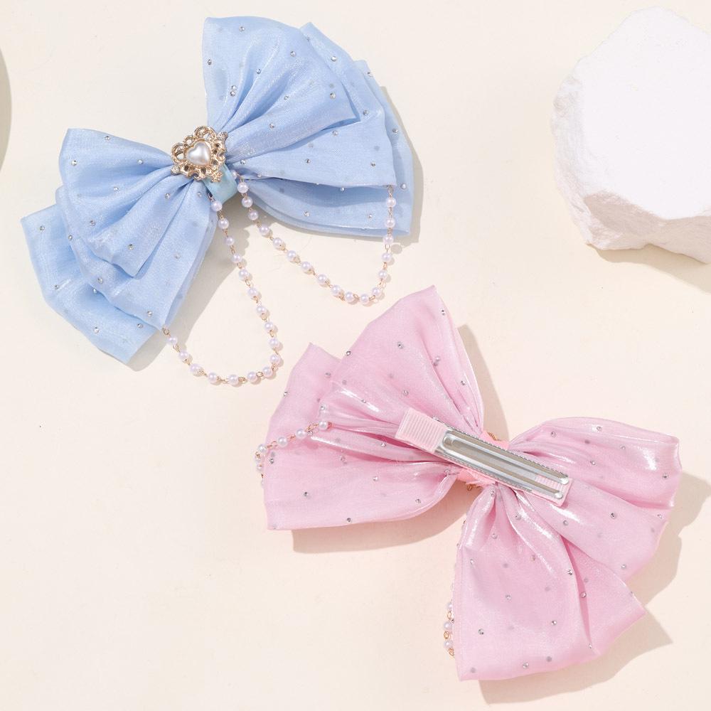 Girls' Rhinestone Pearl Bow Hair Clip: Cute Tassel Updo Accessory
