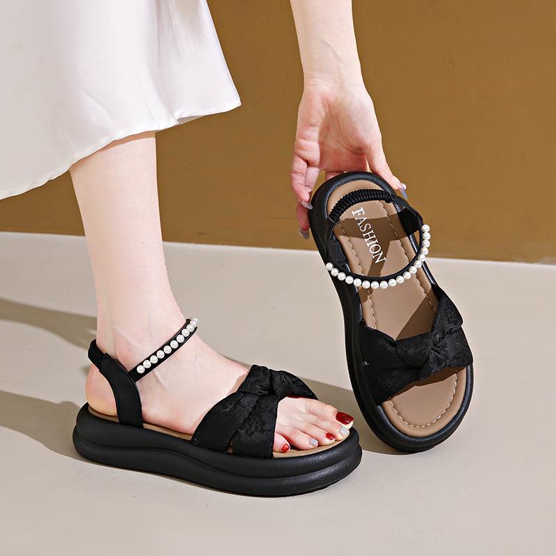 Beautiful sandals women's summer wear 2025 new fashion fairy style with skirt pregnant women platform beach shoes size 34