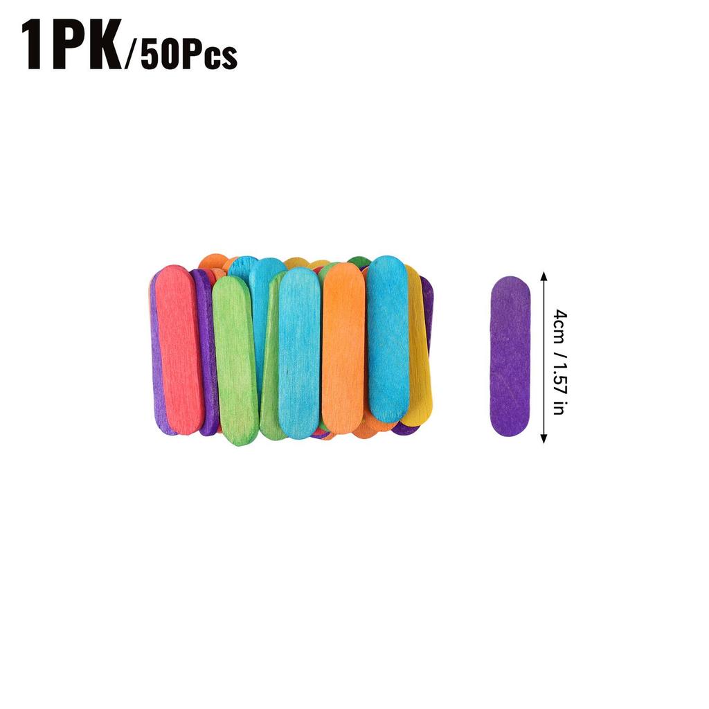 50/500PCS Wooden Coloured Lollipop Sticks Wood Craft Making Sticks Creative Multifunctional Crafts Arts Molds Building Sticks