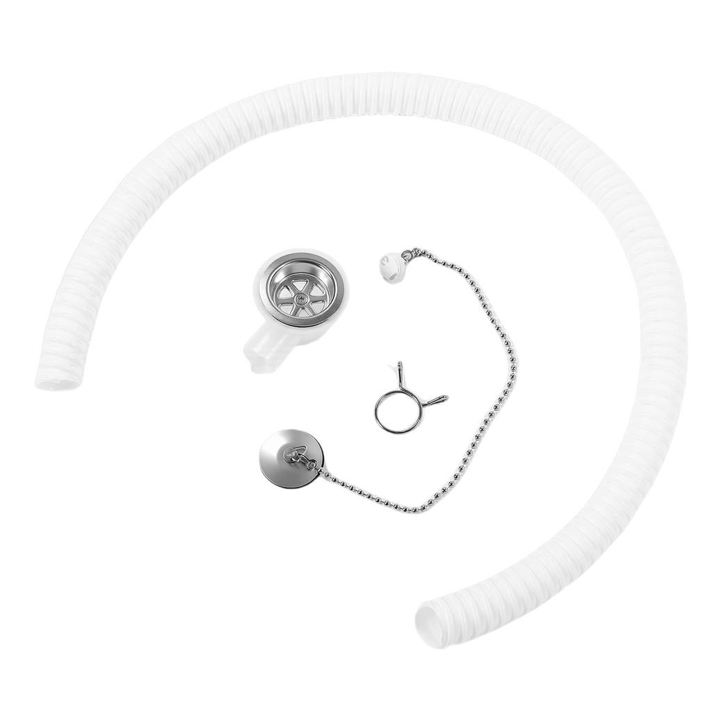 RV Sink Drain Connector Right Angle with Plug Anti Lost Chain Hose Clamp Kit Rustproof Sink Hose Sewer Adapter for RVs Yachts