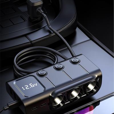 Autoladegeräte 120W Schnellladeadapter 3-Sockel Power Splitter 12-24V mit 3 USB-Anschlüssen + 2 Typ-C