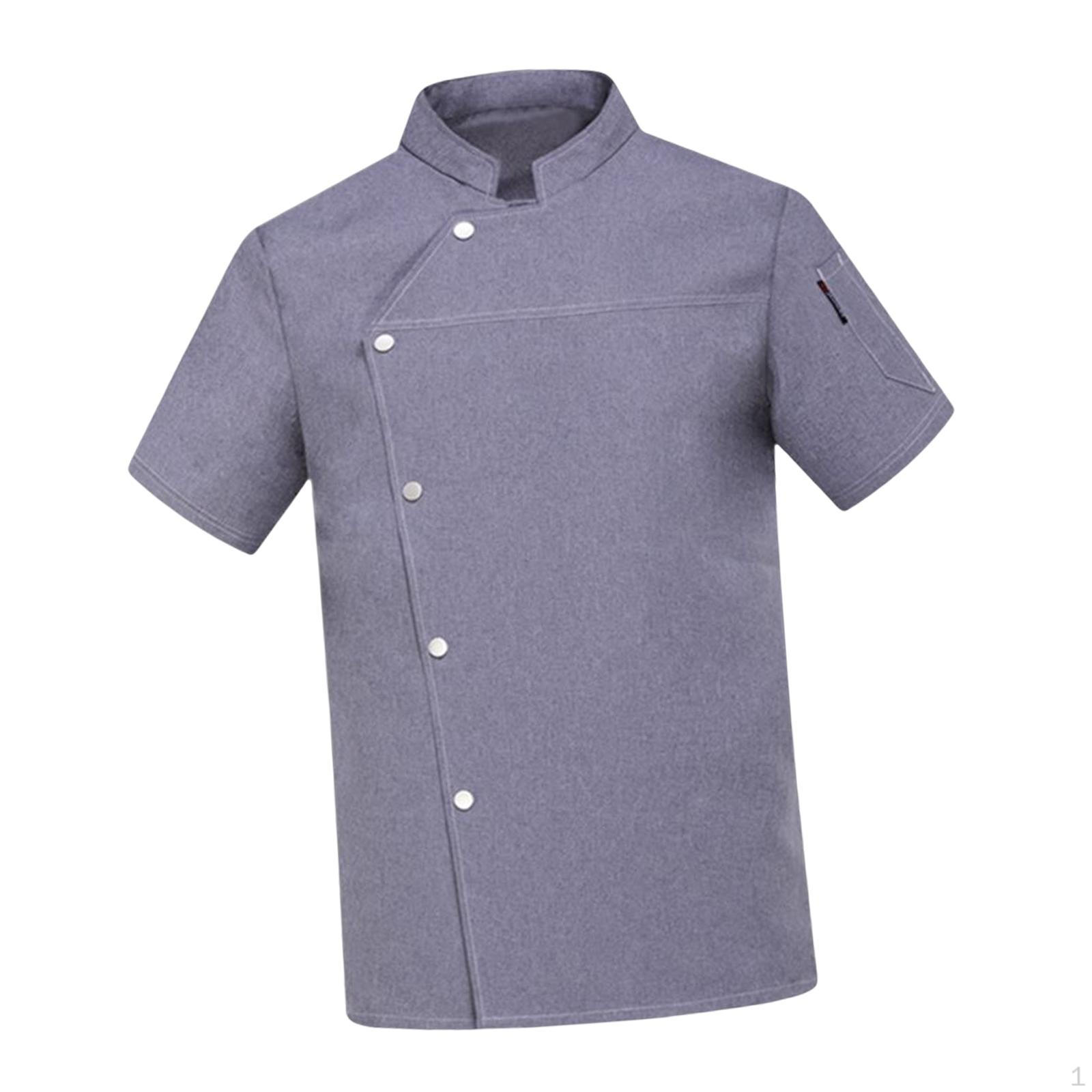 

Chef Coat Jacket Short Sleeve Lightweight Catering Shirt Waiter Apparel Breathable Clothes XL