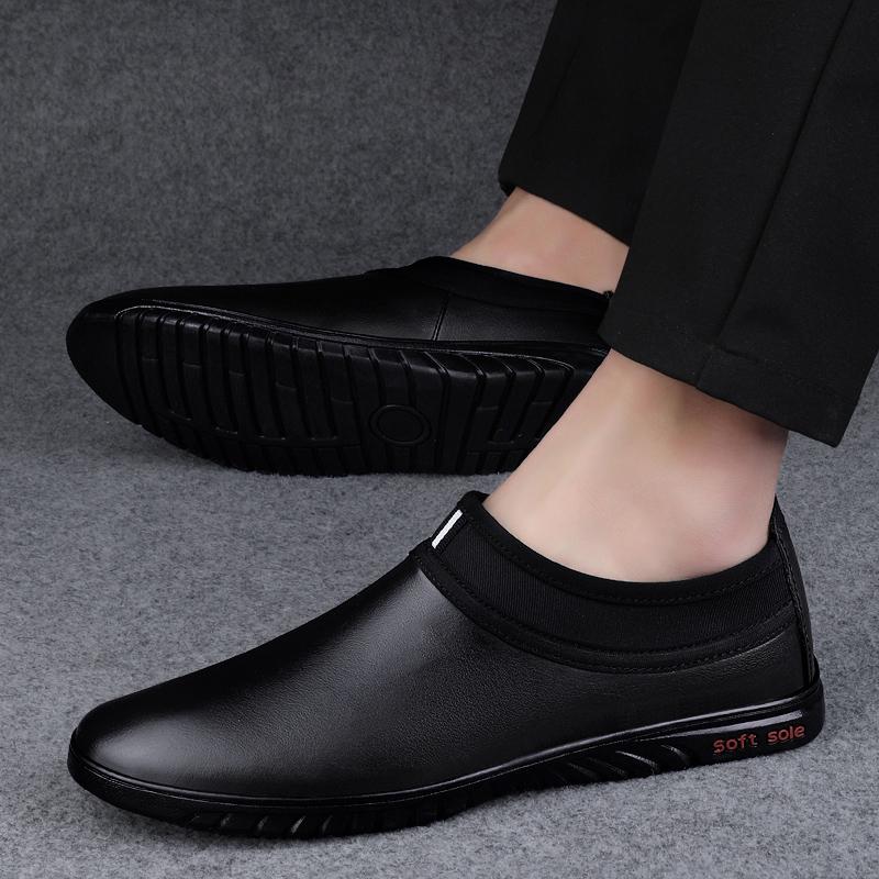 Men's Genuine Leather Shoes Soft Sole Comfortable Flat Shoes Office Commuter Business Shoes Fashion Anti Slip Men's Loafers