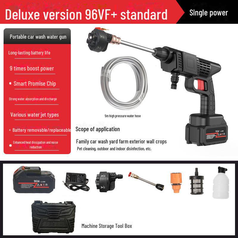 Cordless Lithium Battery High-Pressure Car Washing Water Gun with Charging Capability.