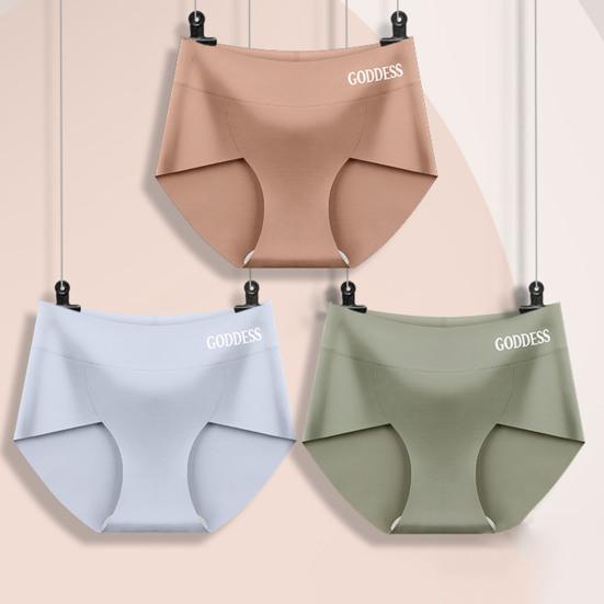 

Женские трусы, однотонные, с высокой талией, с буквенным принтом, бесшовные, из ледяного шелка, антисептические, очень эластичные, впитывают пот M чёрный