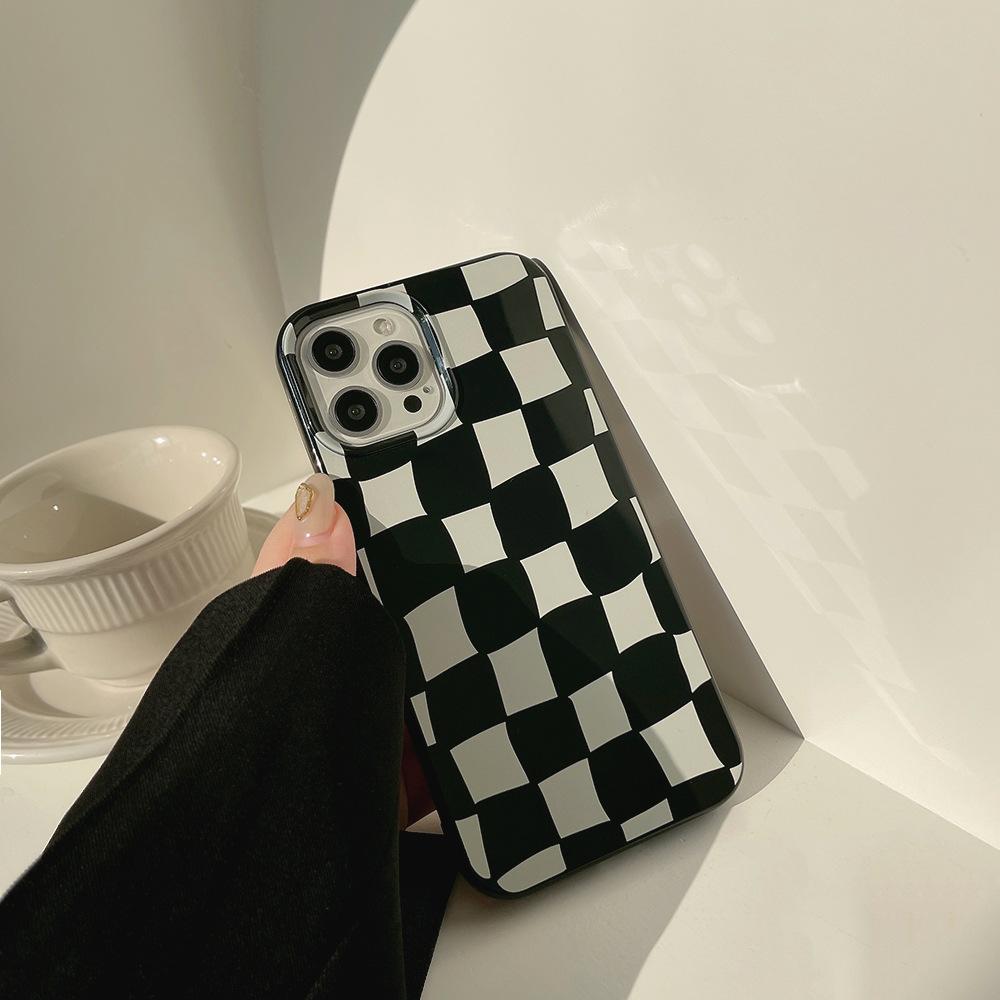 Plaid IPhone 16 Apple Phone Case 13 Protective Case 12pro Silicone X  Suitable for 15 Thickened 11