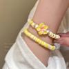Bohemian soft pottery handmade beaded flower bracelet small fresh holiday style bracelet sweet fashion versatile jewelry