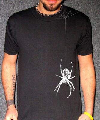 Spooky Spider on Shoulder T-Shirt – Funny Emo & Scary Bug Tee