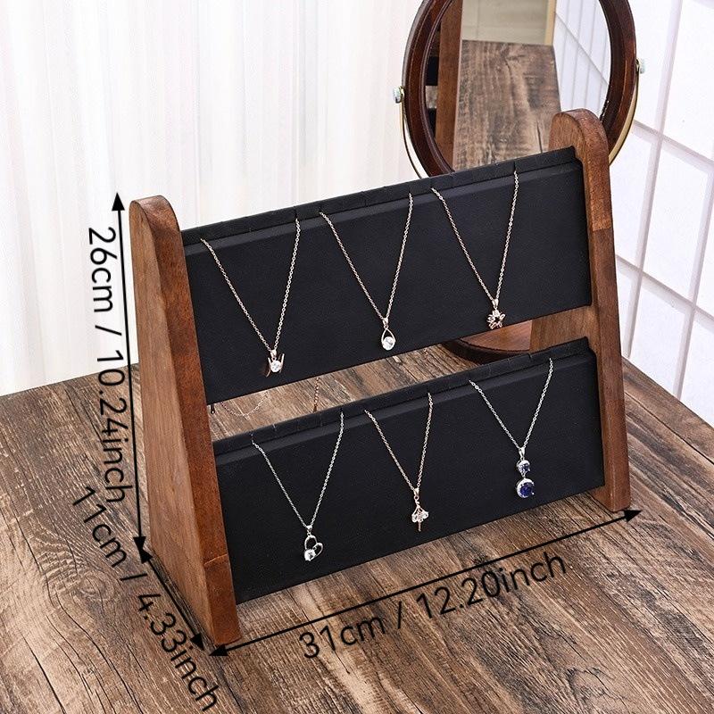 Jewelry Display Stand for Necklace Wooden Jewelry Storage Holder for Pendant Bracelet Display Props Home Shop Counter Shows Rack