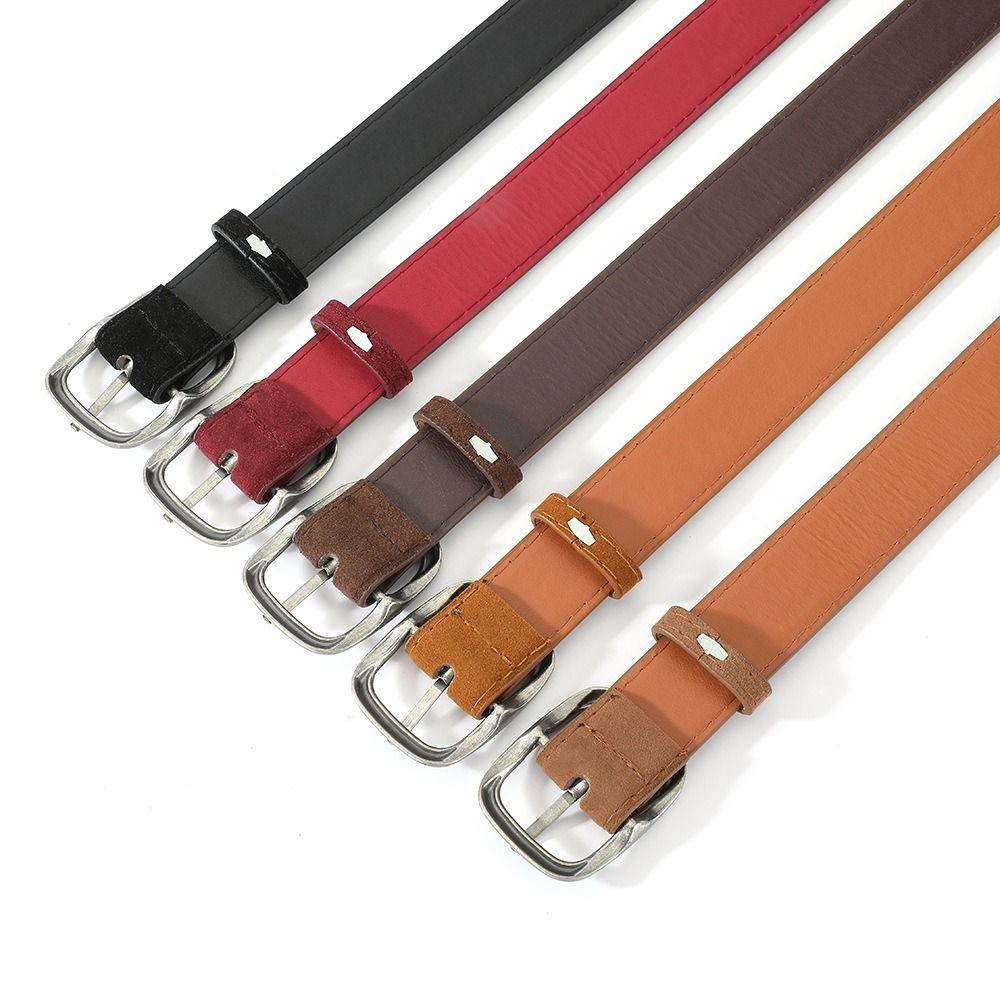 Square Buckle Suede Belt Maillard Trouser Decoration Elegant Pu Waistbands Female/Girls