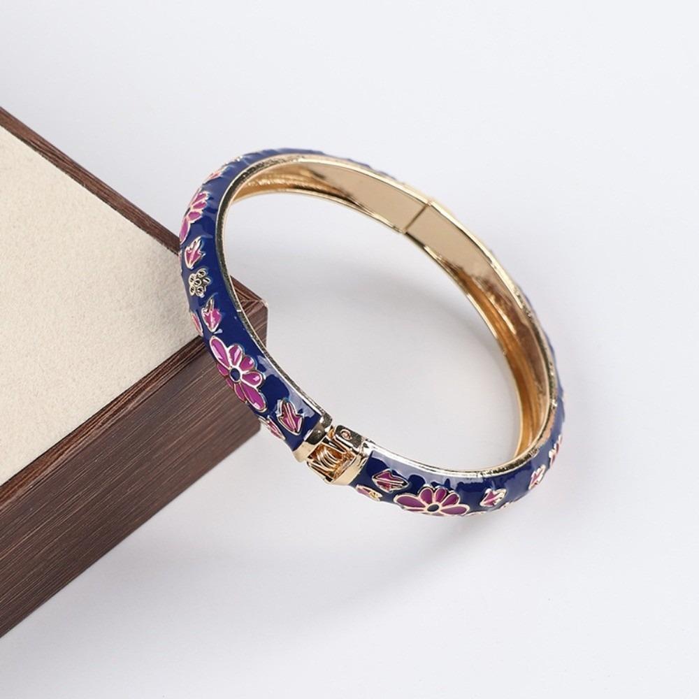 Traditional Vintage Cloisonne Bangle Enamel Women's Hand Bracelet Fashion Flower Bangle Girls