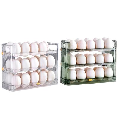 Soportes apilables para huevos para refrigerador, caja dispensadora transparente de 3x10 bandejas para huevos