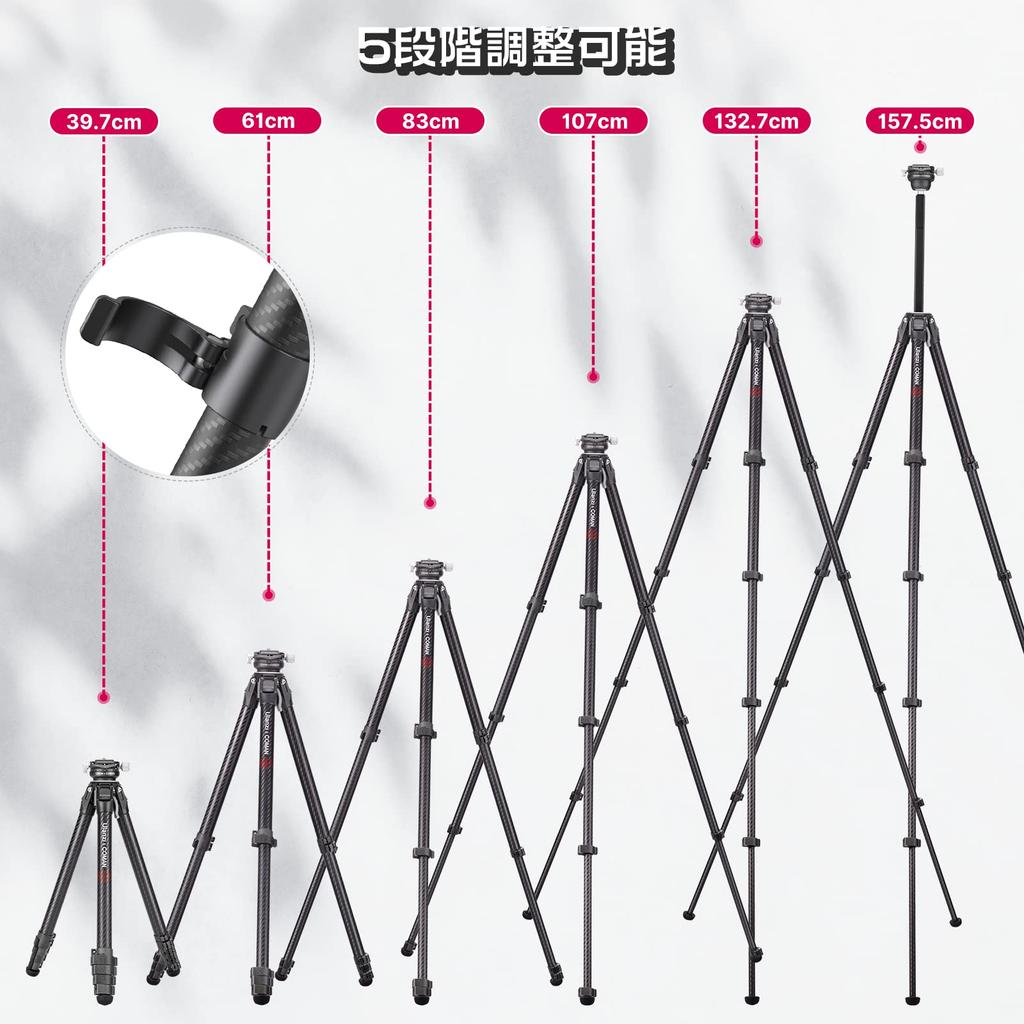 Ulanzi ZERO Y Carbon Pan Telescopic Camera Quick Camera Storage Case Maximum Lbs Load Suitable for Telephoto and Smartphones Tripod, Fiber, 3-Way