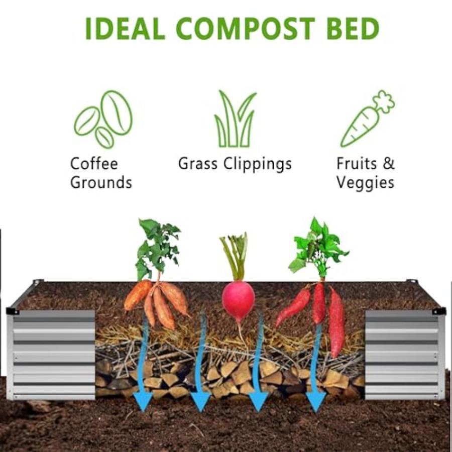 2PCS 12x4x1FT Galvanized Raised Garden Bed Kit Rectangle Metal Flower Box Large Planter Raised Beds Outdoor Garden for Planting