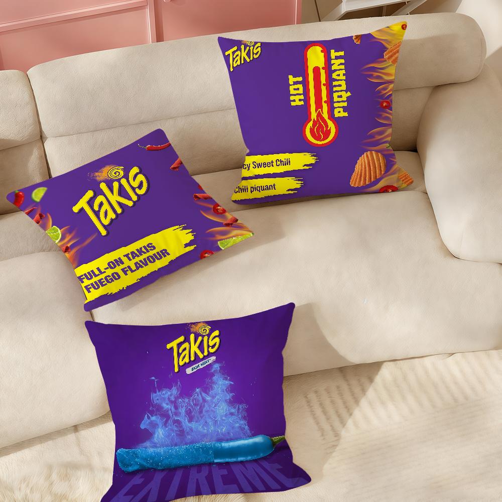 Tinika Chen Unisex Chili Pattern T-Takis Chips Pillow Case Suitable For Bedrooms Living Rooms Cars Home Decoration