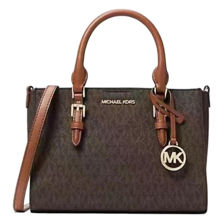 

Michael Kors Mk Charlotte Coated Canvas And Polyester Handbag Small Women Handbags Gold Brown 35S4GCFS8V-BROWN Basic Set (Bag+Dust Bag)