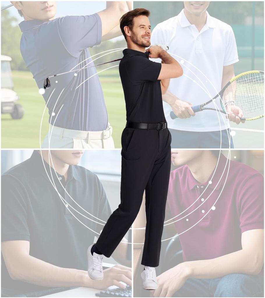 KEFITEVD Short Sleeve Polo Plus XL Men's Shirt, Size, Cooling, Collared, Quick-Drying, Stretch, Golf, Sports, Military, Hiking, Training, Black,