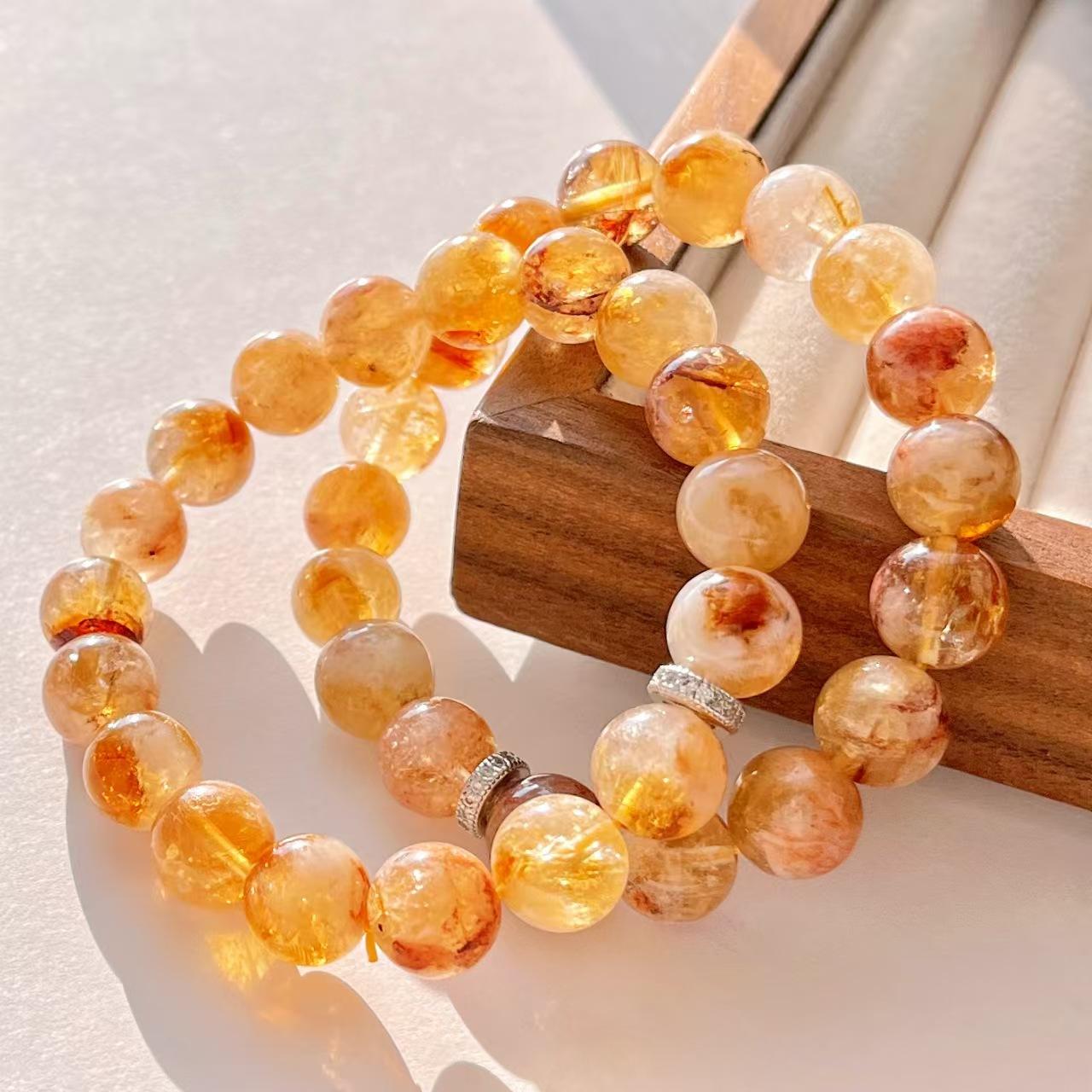Boutique National Style Retro 10Mm Honey Milk Cover Natural Yellow Tower Crystal Bracelet Bracelet.
