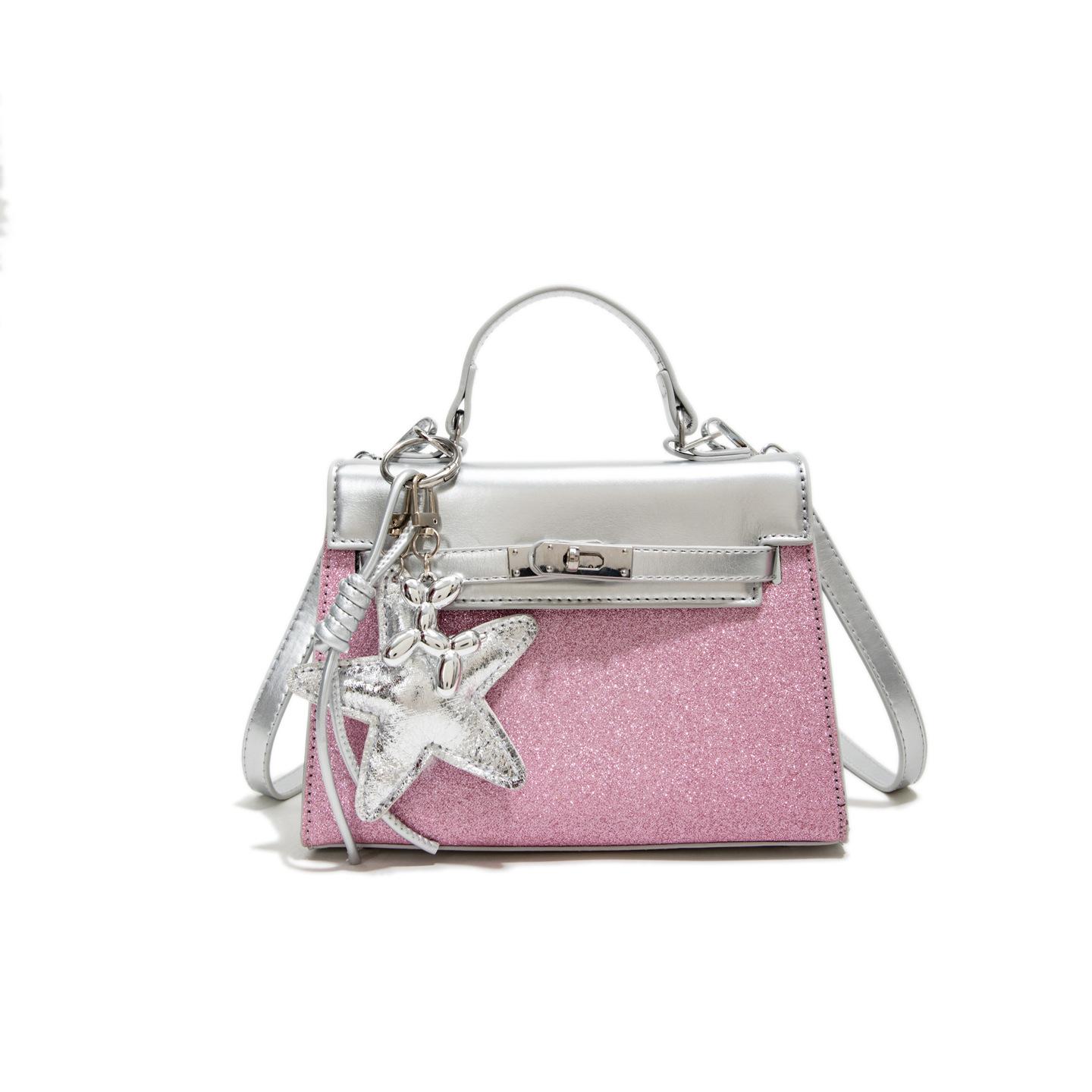 

Маленькая свежая литературная женская сумка 2025 новая корейская версия модная яркая сумка-звезда в иностранном стиле универсальная сумка-мессенджер тоут из искусственной кожи розовый