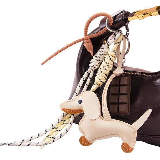 Yousheng Dachshund Dog Bag Pendant Bag Charms with Woven Umbrella Retractable Rope Keys Bags Wallets Accessories