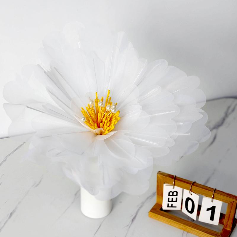 1Pc Wedding Decoration Outdoor Activity Decoration Fluffy Petals Window Decoration Artificial Peony Large Mesh Yarn Beautiful