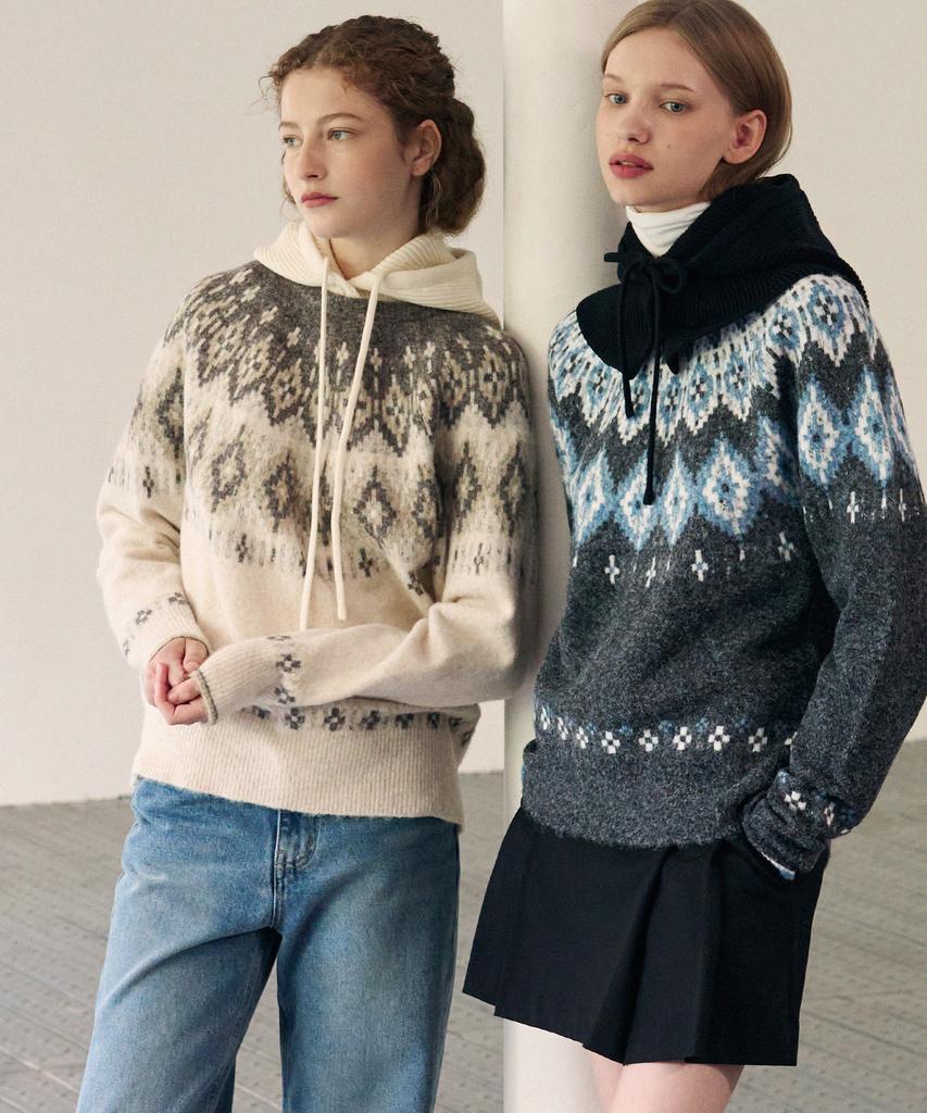 Deuloupisumeon Nordischer Pullover Wollstrick [Anthrazit]