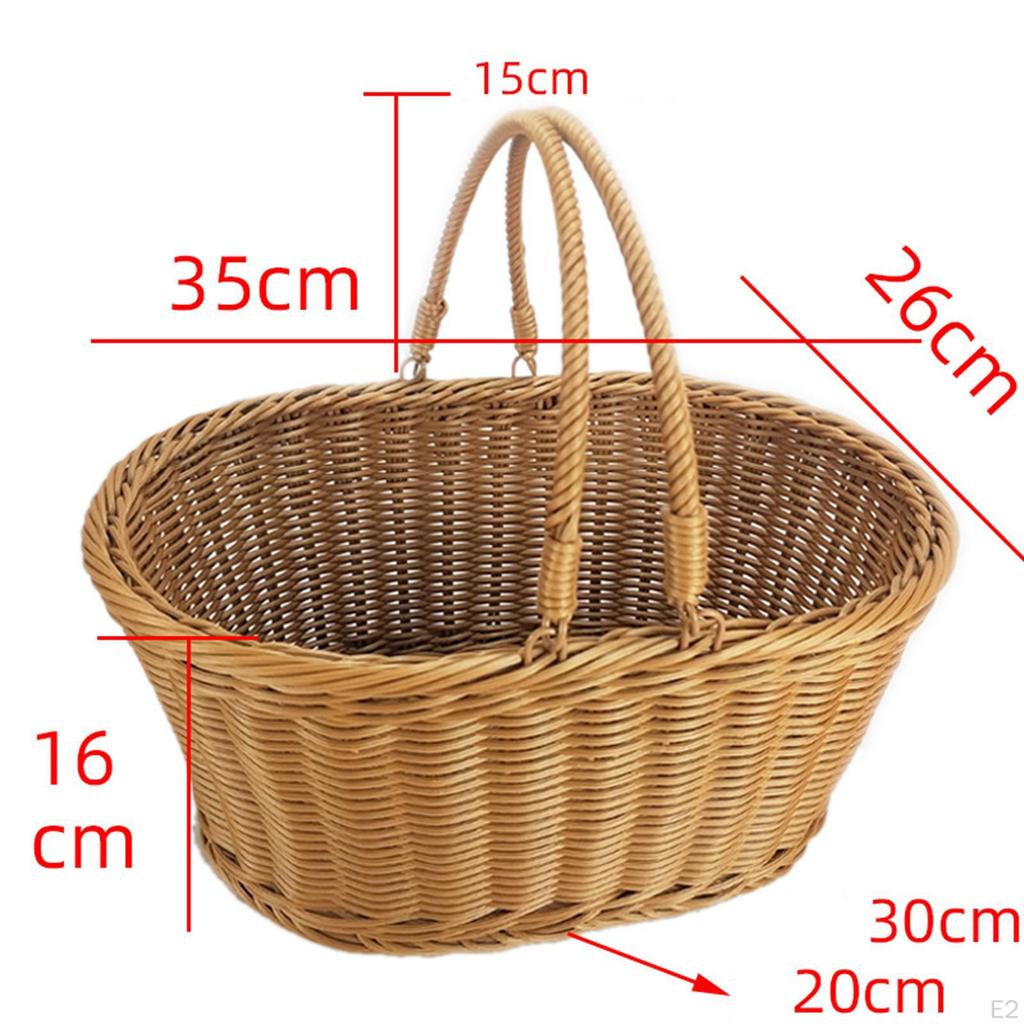 Woven Picnic Vegetables Fruit with for Dining Room Park Hiking