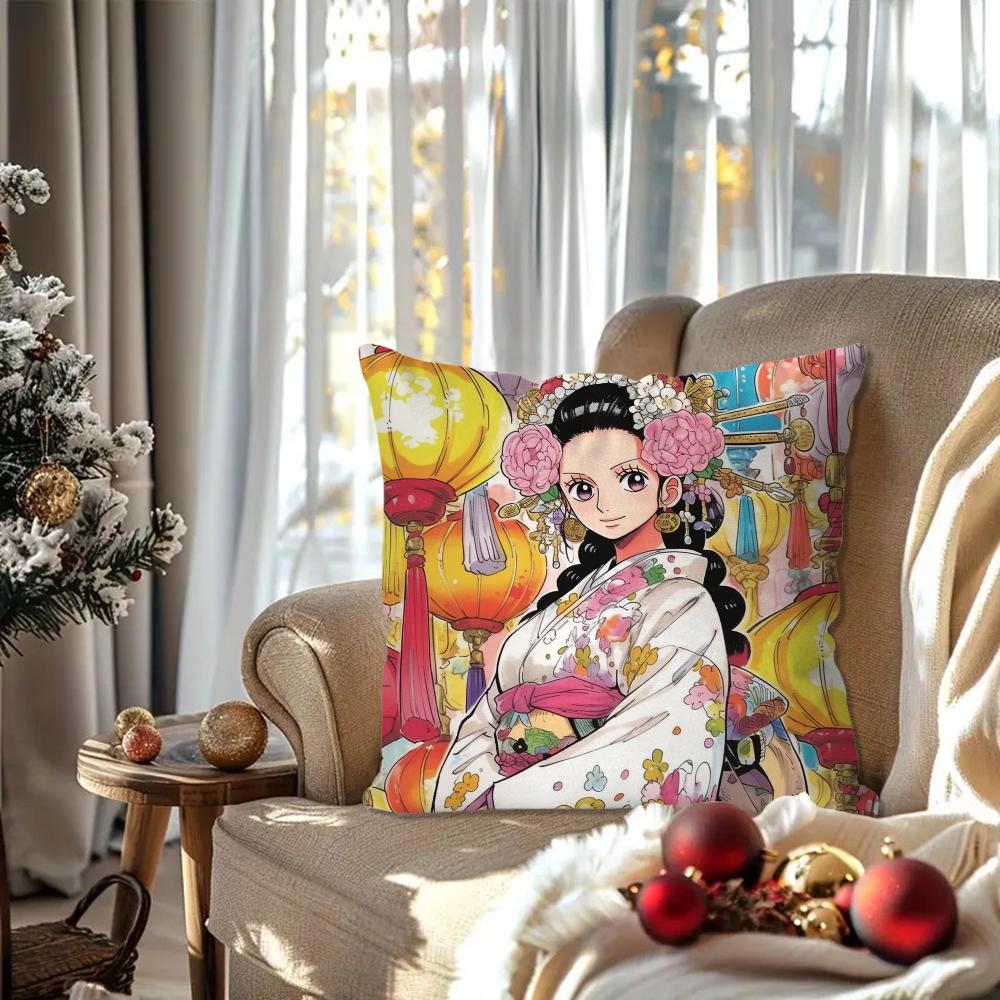 

Robin Anime O-One P-Piece Pillow Case Square Pillow Bedroom Sofa Leisure Comfort Cushion Car Living Room Home Decoration 40X40 16x16Inch