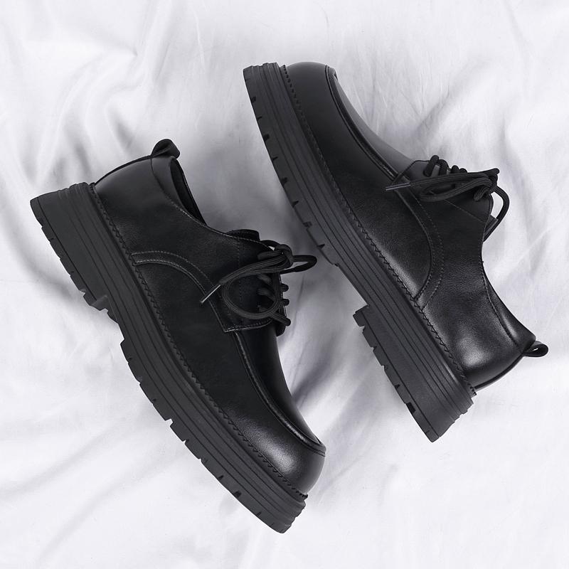 Fashion Leather Men Shoes Hot Sale Luxury Brand Thick Bottom Men Dress Shoes Trend Minimalist Designers Lace-up Wedding Shoes for Men