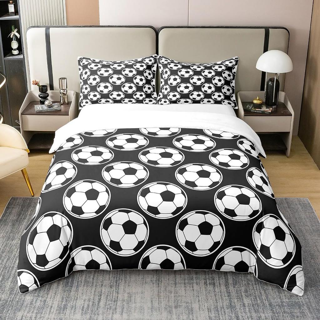 Football Single Duvet Cover Set Sport Theme Colorful Football  Cartoon Bedding Set with 1 Pillowcases 75*50, Gift for Boys Girls