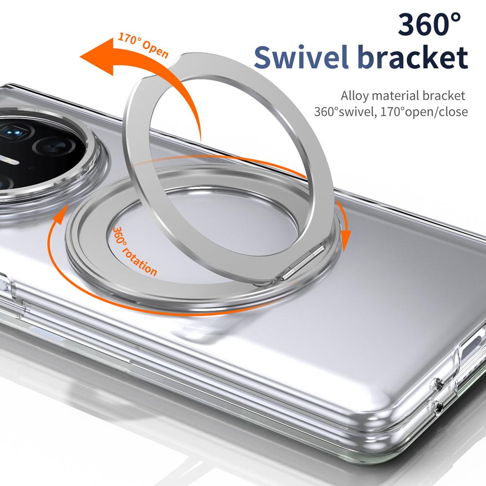 KEYSION 360° Rotating Magnetic Ring Stand Case for Huawei Mate X6 X5 X3 Transparent Hard PC Phone Cover with Screen Protector