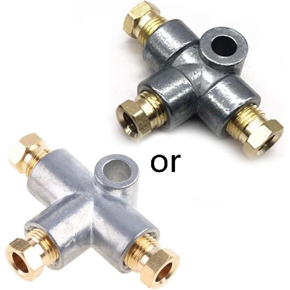 Zinc Alloy Brake Line Tee 3 Way T-Shape Brake Tee with 3 Male Nuts Short Union 3/16in Pipe 10mm