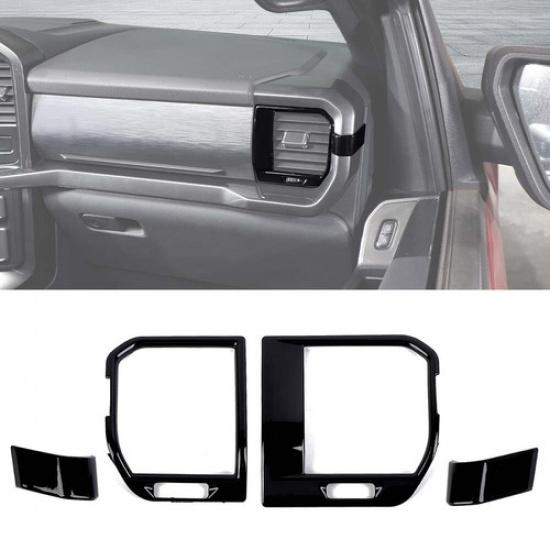 

Black Center Console Dash Side Air Vent Outlet AC Cover Trim For Ford F150 +