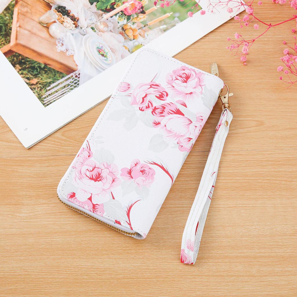 Women's Rose Print Wallet & Phone Bag