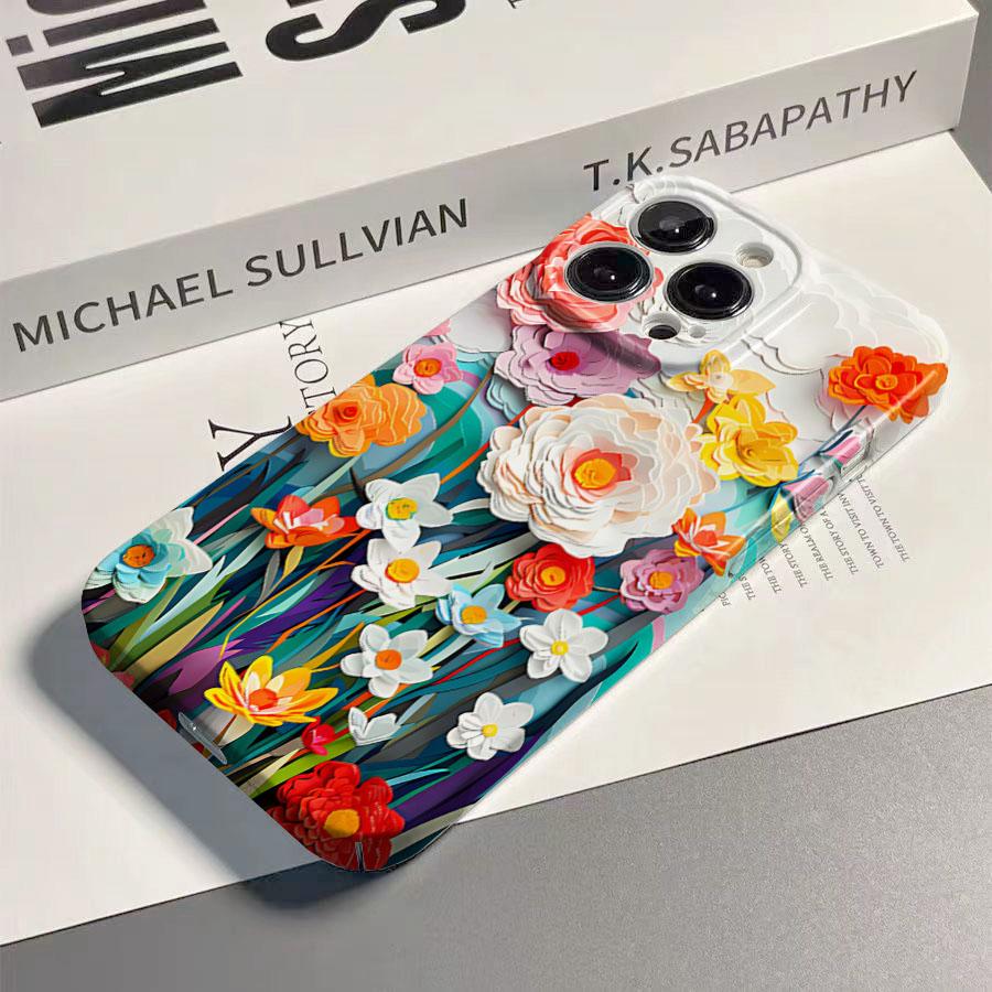 Colorful Flower Glossy Film Hard PC Phone Case for Google Pixel 7 7a 8 8a 9 9a Pro XL 5G