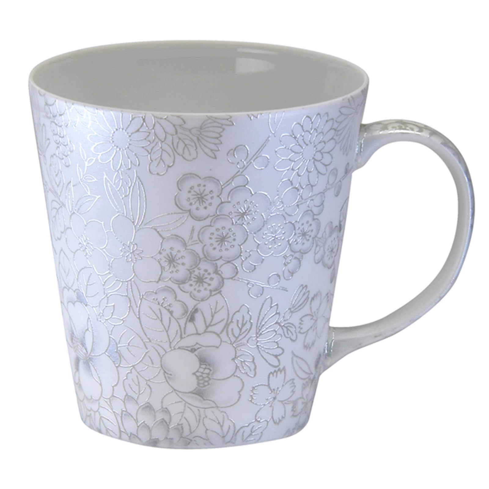 

Кружка Мино Яки, Прибл.. 380 мл, Подходит для микроволновой печи, Узор Хикари-Юдзэн, Тонко нарезанный, Серебристый, Сделано в Японии, HYM-3053E