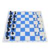 Tischschachspiel 75mm Höhe Künstlicher PU-Samt 42cm Blau und Weiß Schachbrettspiel für