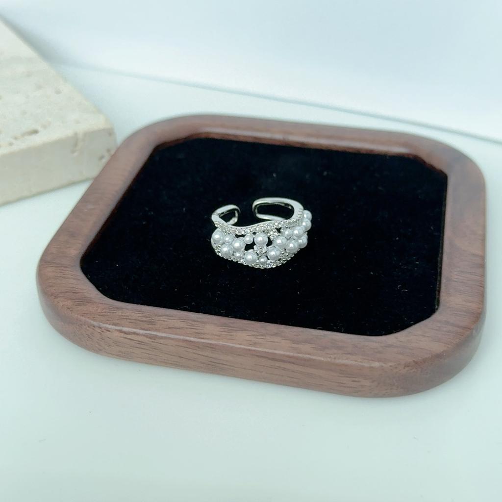 Mode Geometrischer High-End Offener Ring Eingelegt mit Zirkon Glänzend Nischendesign Damen Leichter Luxus Edles Temperament Schmuck