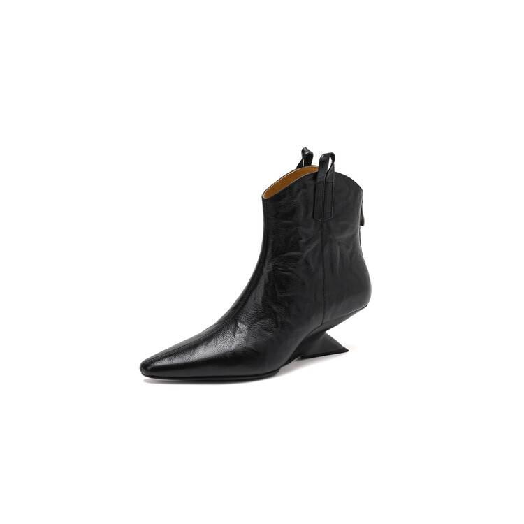 

Fashion Womens Ankle Boots 2024 Spring Winter Autumn Genuine Leather Shoes for Female Chelsea Short Boot Chunky Heel Pointed Toe Casual 40