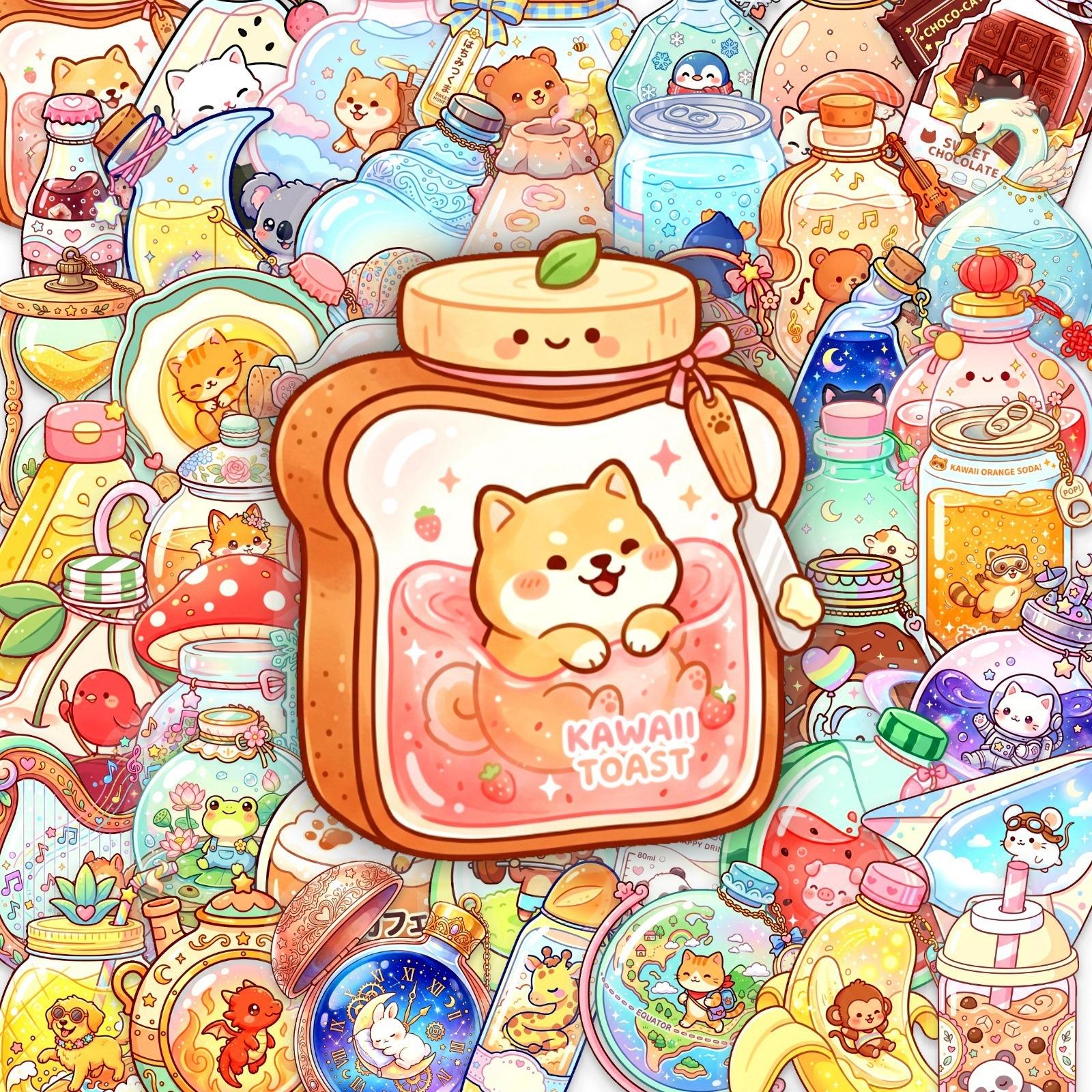 

50 Models, Wind Cute Pet Drift Bottle Sticker Cute Dream Bottle Animal Waterproof Scratch-Resistant Pet Sticker