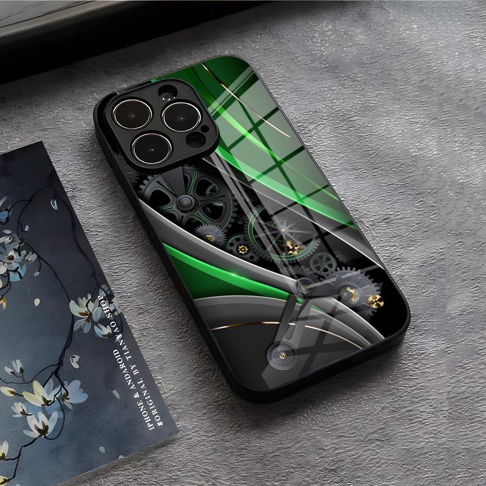 Mechanical Components Phone Case For IPhone 17 Air 16 E Pro Max 15 14 13 Mini 12 Pro 11 Max Plus Black Glass Cover