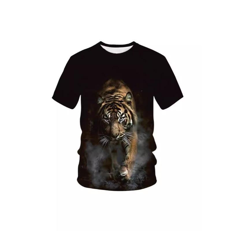 Men's 3D Printed T-Shirt Animal Leopard Wolf Tiger Pattern Print Short Sleeve O-Neck Pullover Casual Top
