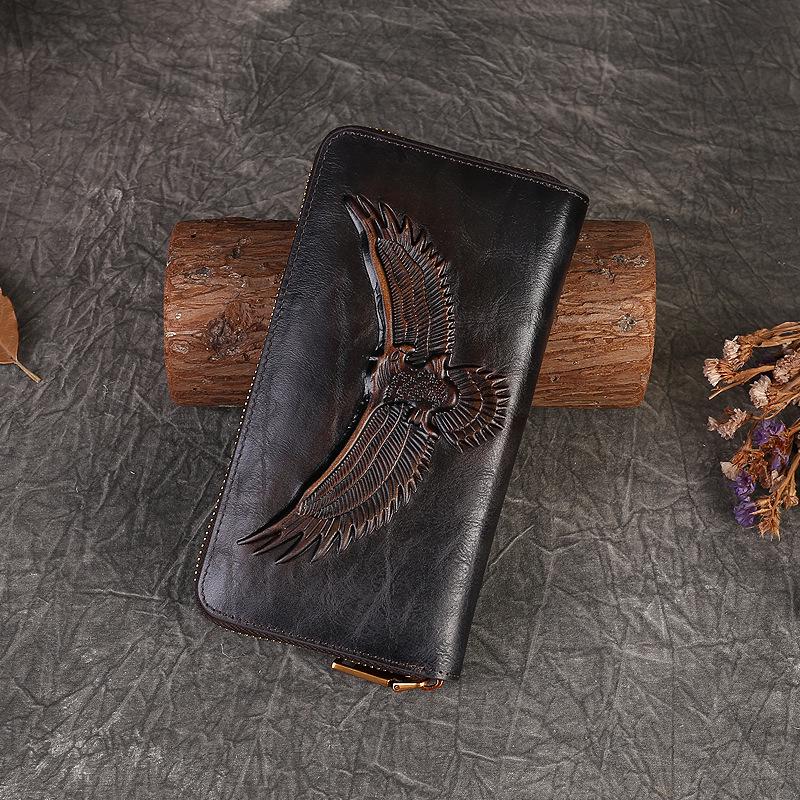 Unisex Genuine Leather Cowhide Wallet with Large Capacity Card Slots and Mobile Phone Pocket