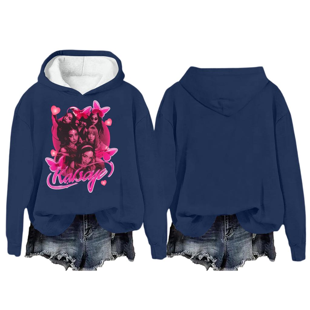 Mote Casual Langermet Løs Trykket Pullover Sport Langermet Hettegenser for Kvinner