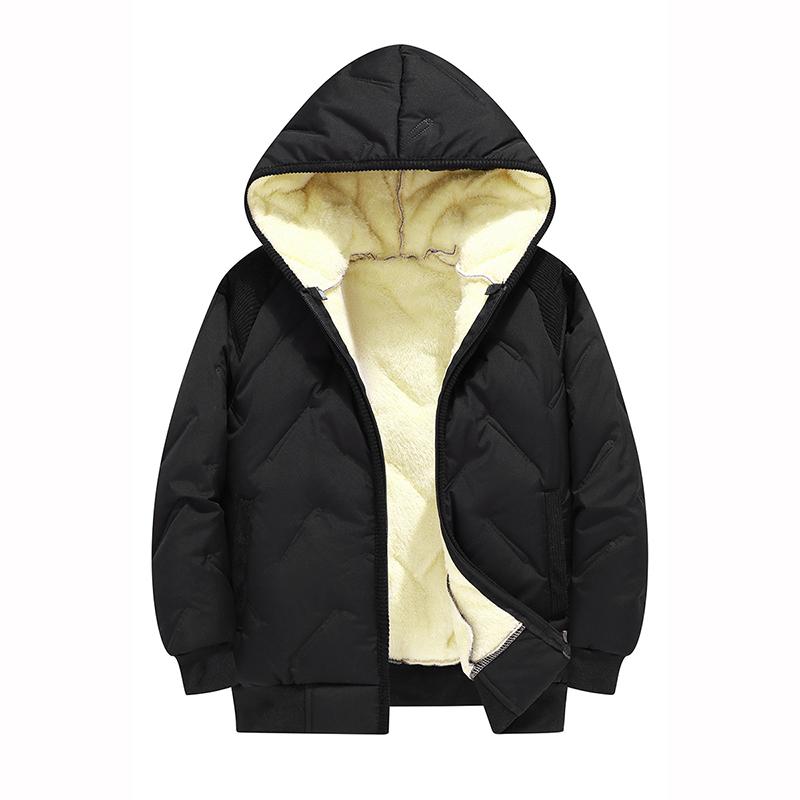 

Winter Keep Warm Boys Girl Jacket Lined Velvet Thick Padded Hooded Coat Kids Children Out Outerwear 160cm чёрный