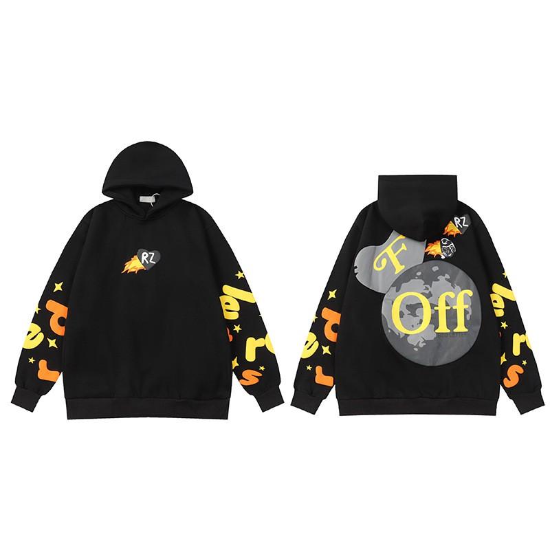 Mens Oversized Hoodie With Retro Moon Print Streetwear Sweatshirt Winter