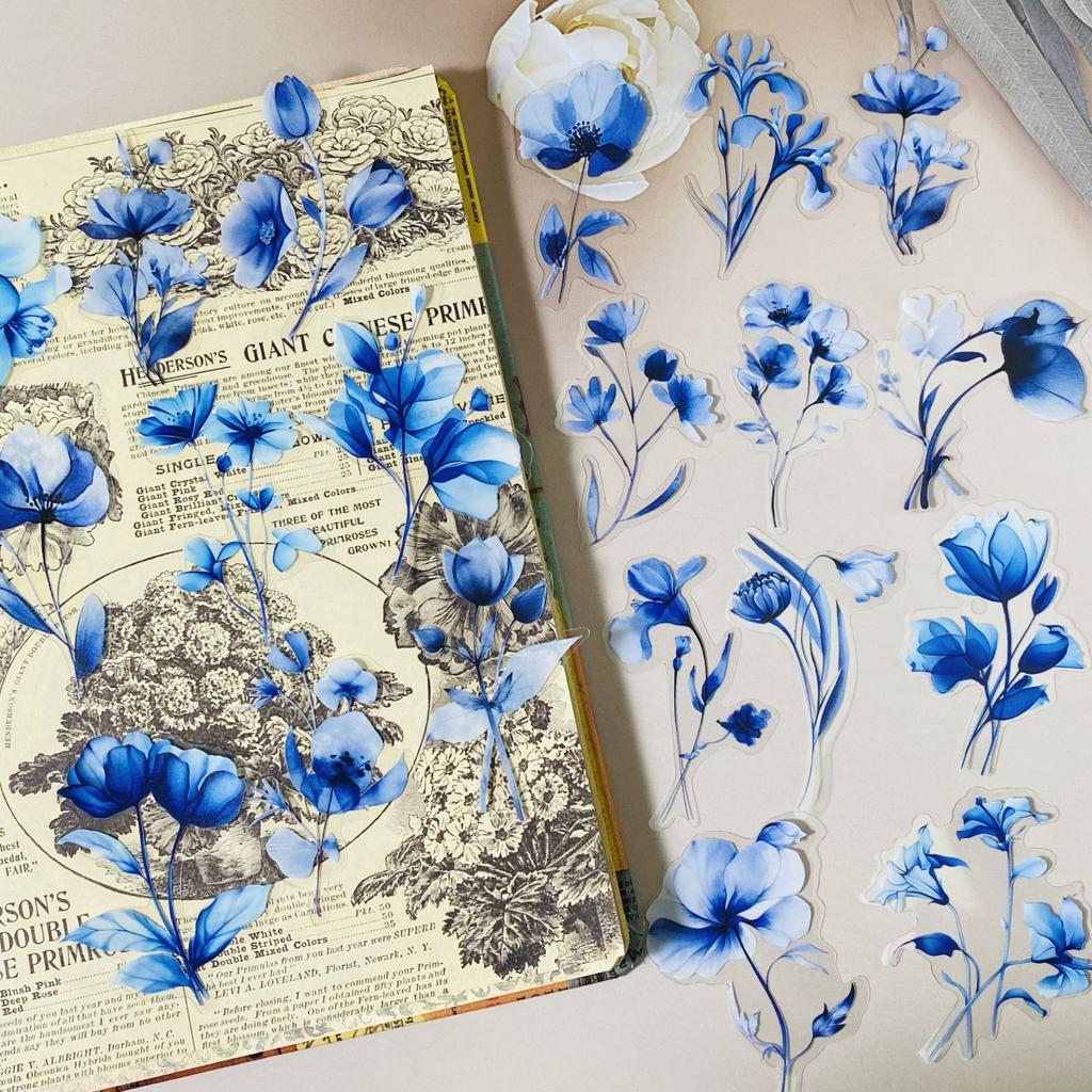 40PCS Flowers Stickers Plastic Junk Journal Stickers for DIY Crafts for Scrapbooking Card Making Journaling