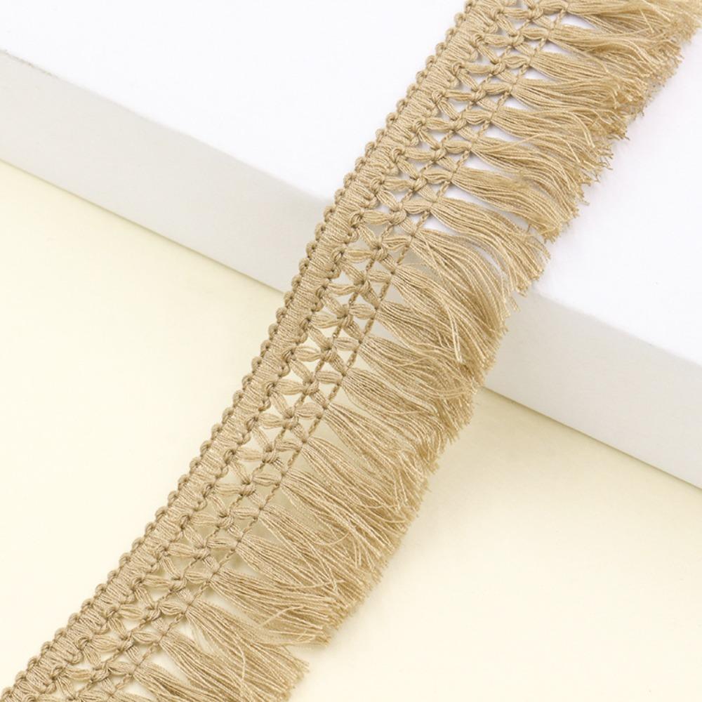 25m Length 4cm Width Cotton Lace Fabric Trim DIY Craft Cross Hollow Out Tassel Trim Clothing Decor Fringe Trim for dress